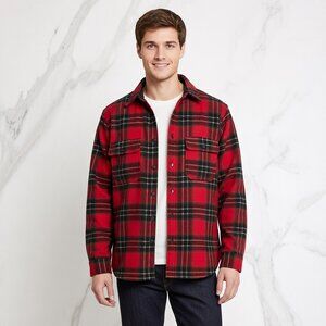 Vintage Buck Skein Joe Men's 100% Wool Red Flannel Overcoat, Fits M/L